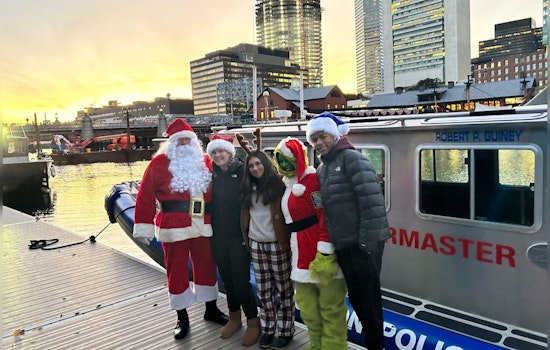 Yuletide Splash: Santa and the Grinch Team Up With Boston PD to Launch "Light the Ship" Holiday Festivities in South Boston