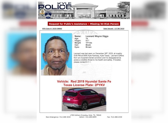 Silver Alert Issued for Missing 74-Year-Old Man with Cognitive Impairment in Kyle, Texas