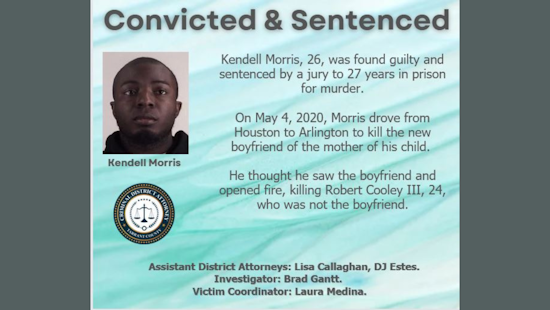 Arlington Criminal Kendell Morris Convicted, DA and Police Cited for Making Streets Safer