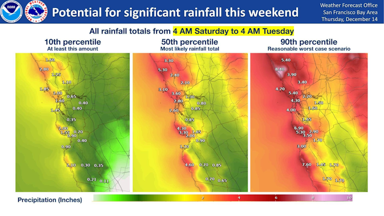 Bay Area Prepares for Wet Weekend as National Weather Service Forecasts Rain, Issues Coastal Flood Advisory