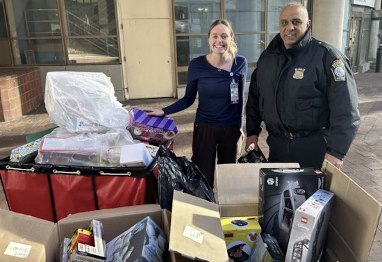 Boston's Finest Trade Handcuffs for Holiday Cheer at Tufts Medical's Pediatric Ward