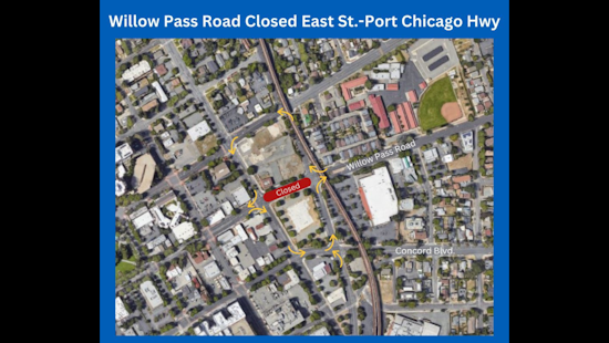 Concord's Willow Pass Road to Close Nightly for Blue Oak Square Construction, Detours in Place