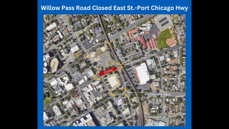 Concord's Willow Pass Road to Close Nightly for Blue Oak Square Construction, Detours in Place