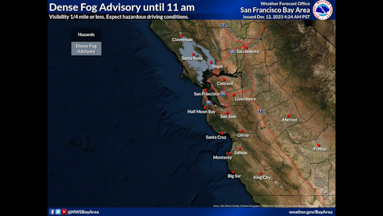 Dense Fog Advisory for Bay Area, NWS Urges Caution for Commuters and Mariners