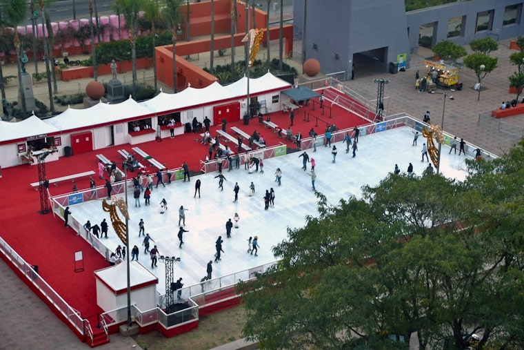 Downtown LA Turns Festive with Holiday Ice Rink at Pershing Square Open Through January 7