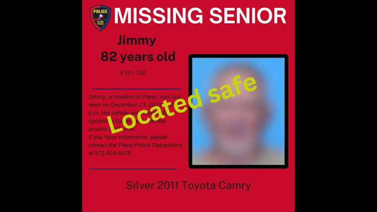 Elderly Plano Man Found Safe in Dallas Following Community Assisted Silver Alert