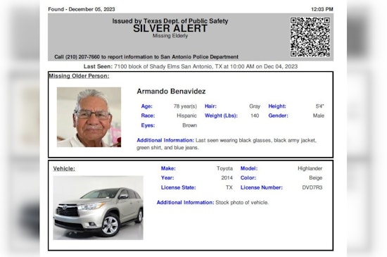 Elderly San Antonio Man Found Safe Following Issuance of Silver Alert