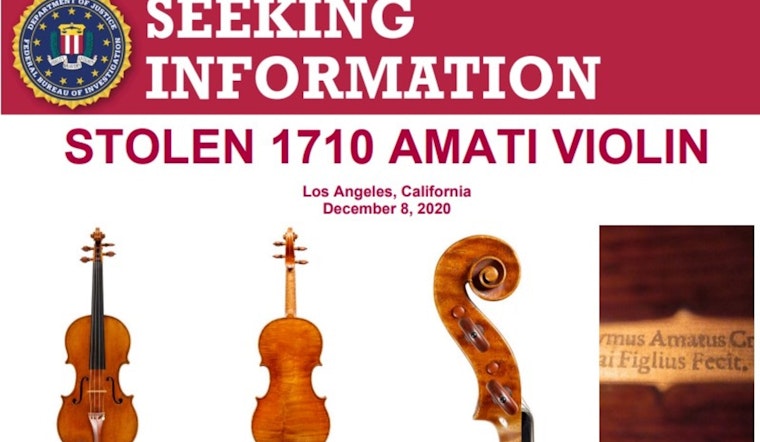FBI Seeks Public Help to Find Stolen 1710 Amati Violin in Los Angeles
