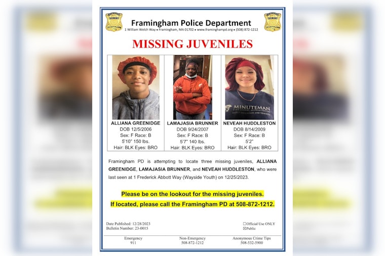 Framingham Fears for Festive Season, Trio of Teens Vanish on Christmas Day