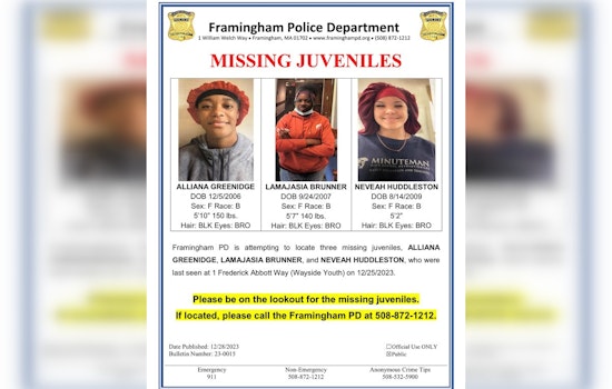 Framingham Fears for Festive Season, Trio of Teens Vanish on Christmas Day