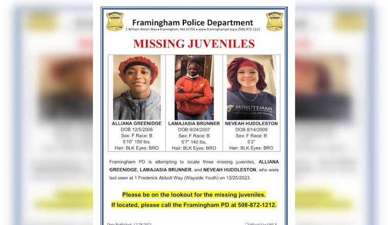 Framingham Fears for Festive Season, Trio of Teens Vanish on Christmas Day
