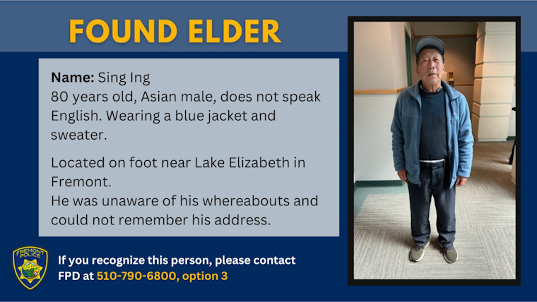 Fremont Police Seek Public's Help to Reunite Disoriented Elderly Man