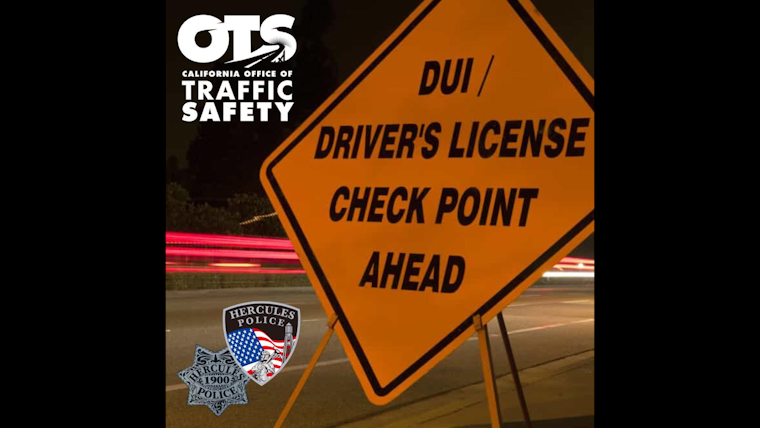 Hercules Police to Conduct DUI Checkpoint Dec. 29 to Combat Impaired Driving
