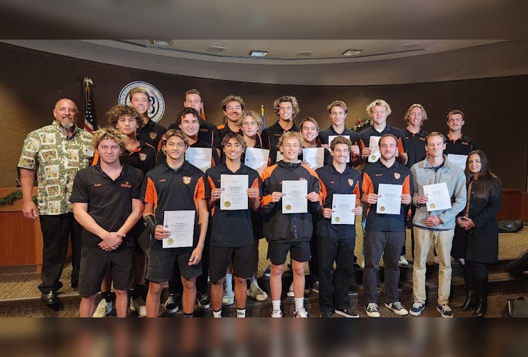Huntington Beach High School's Water Polo Team Honored by Mayor After Historic CIF Championship Win