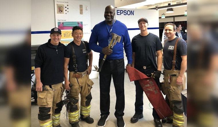 Shaquille O'Neal Cheers on Orange County Firefighters During Elevator Rescue Operation