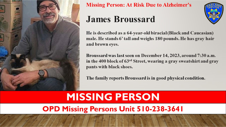 Oakland Police Seek Public Aid in Search for High-Risk Missing Man