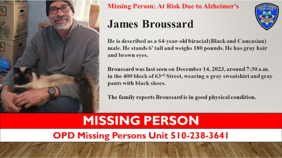 Oakland Police Seek Public Aid in Search for High-Risk Missing Man With Alzheimer's