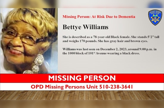 Oakland Police Seek Public's Help in Finding Bettye Williams, At-Risk Missing Elder with Dementia
