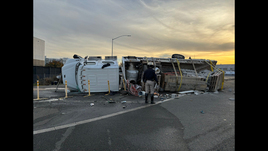 Overturned Big Rig on Highway 101 in San Jose Causes Extended Traffic Delays, No Injuries Reported