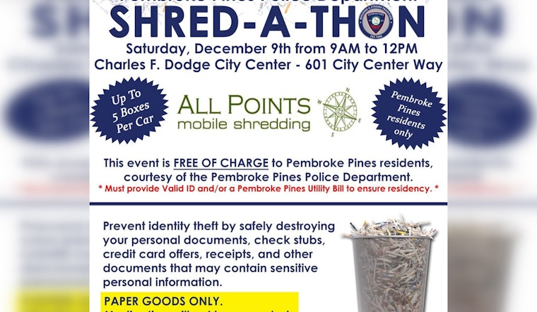 Pembroke Pines Police Host Secure Document, Shred-A-Thon to Combat Identity Theft