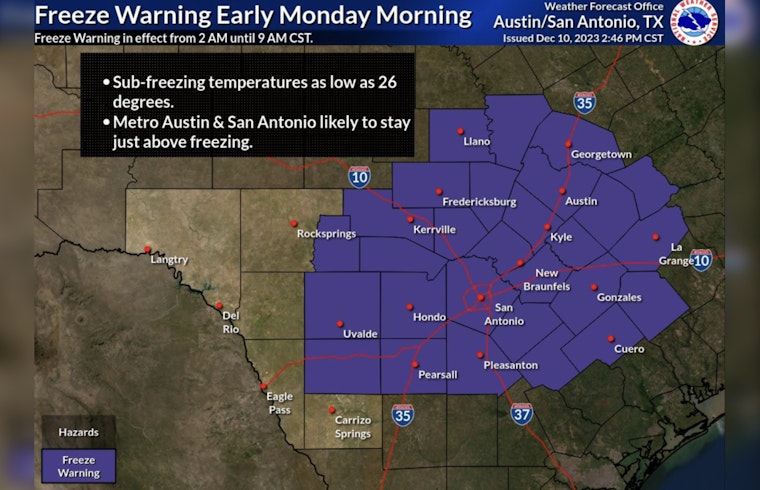 San Antonio and Central Texas Under Freeze Warning with First Season Deep Freeze