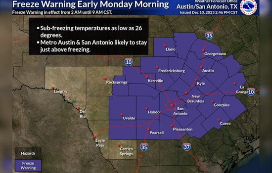 San Antonio and Central Texas Under Freeze Warning with First Season Deep Freeze