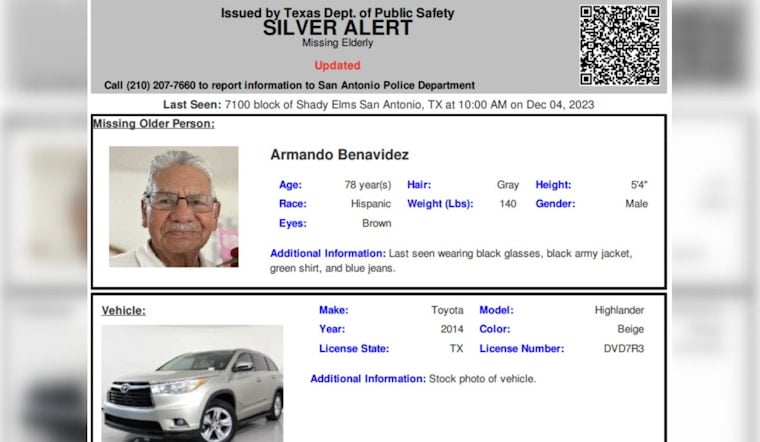 San Antonio Police Issue Silver Alert for Missing 78-Year-Old Armando Benavidez