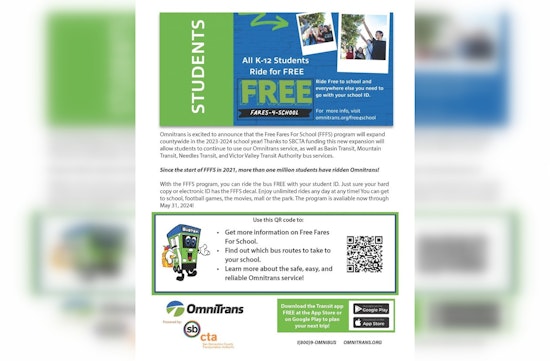 San Bernardino County Expands Free Bus Rides for Students, Eyeing Over a Million Rides to Education and Beyond