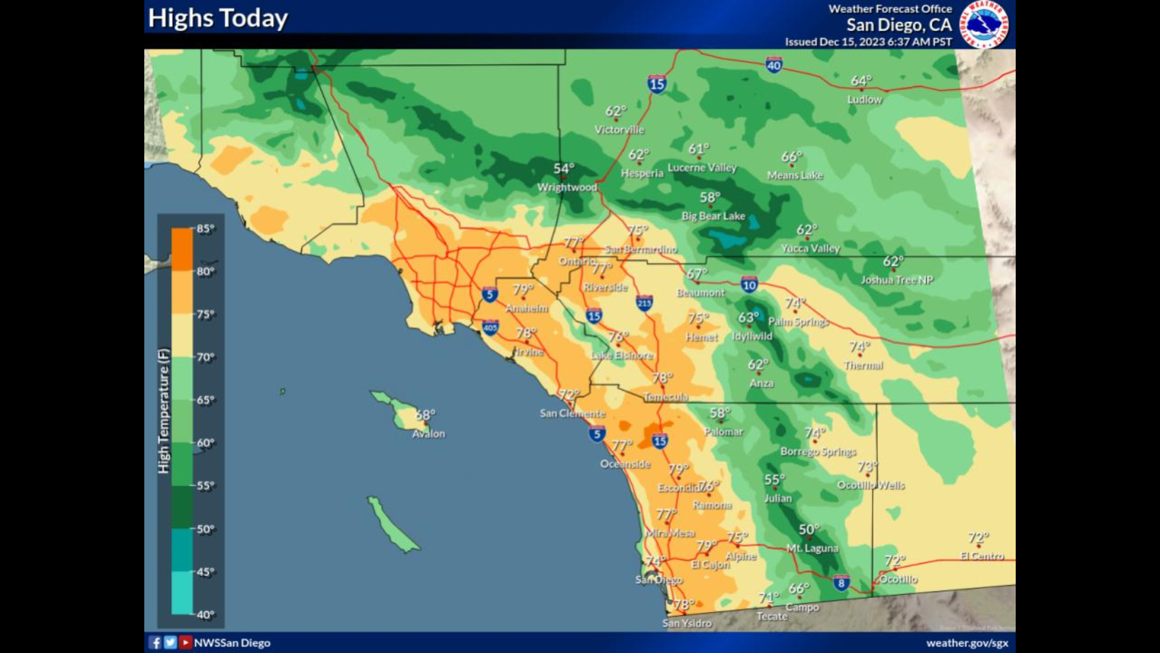 San Diego to Enjoy Continued Warmth, Santa Ana Winds Through Weekend