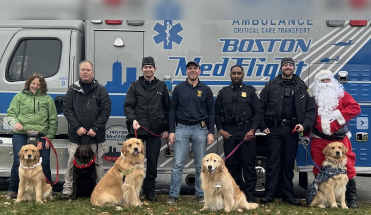 Santa Ditches Sleigh for Chopper to Delight Kids in Rainy Boston Commons Bash