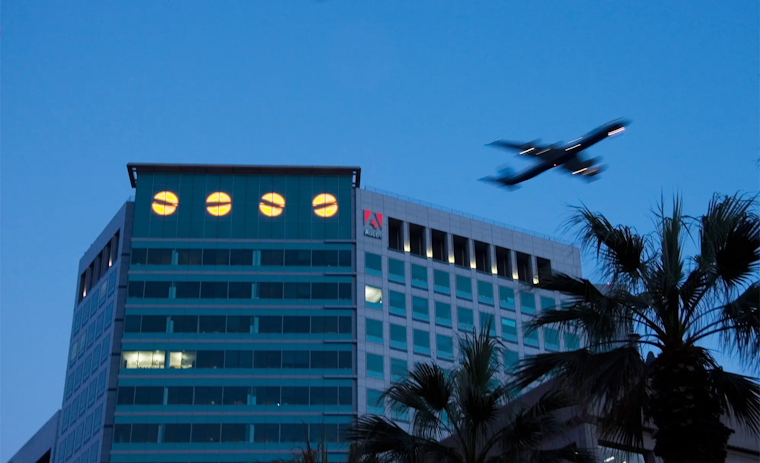 Can you crack the code? Adobe's new semaphore puzzle illuminates San Jose skyline