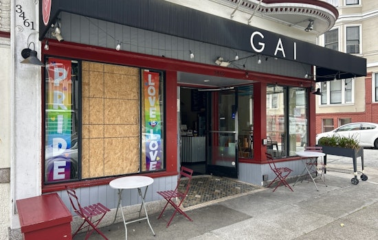 Castro Restaurant Gai Chicken & Rice Has Front Window Broken Again, This Time With Pride Flags Up