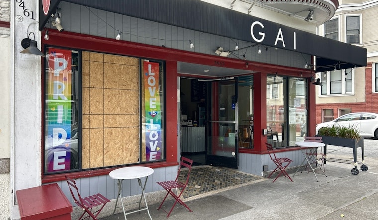 Castro Restaurant Gai Chicken & Rice Has Front Window Broken Again, This Time With Pride Flags Up