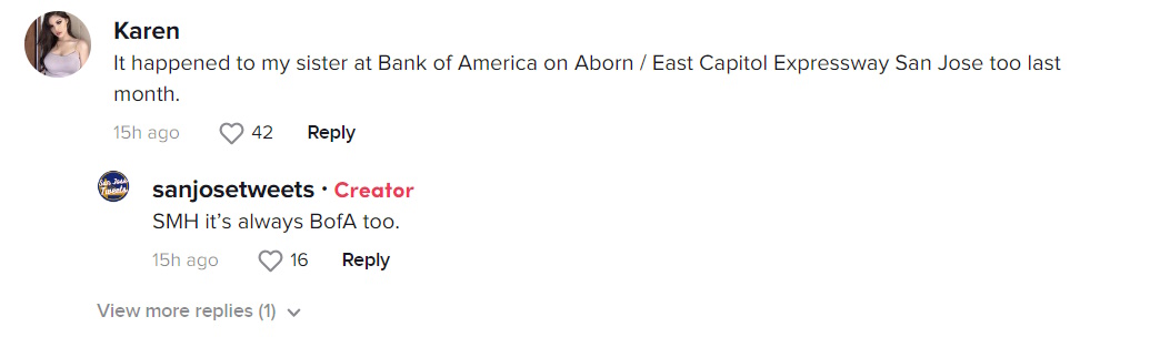 @karenxvx: "It happened to my sister at Bank of America on Aborn / East Capitol Expressway San Jose too last month."