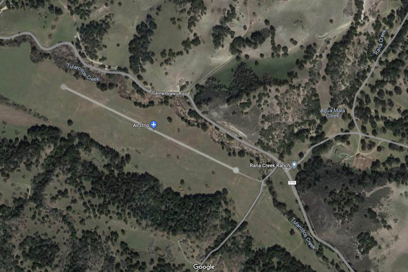 Google Maps: Rana Creek Ranch, Featuring Private Airstrip