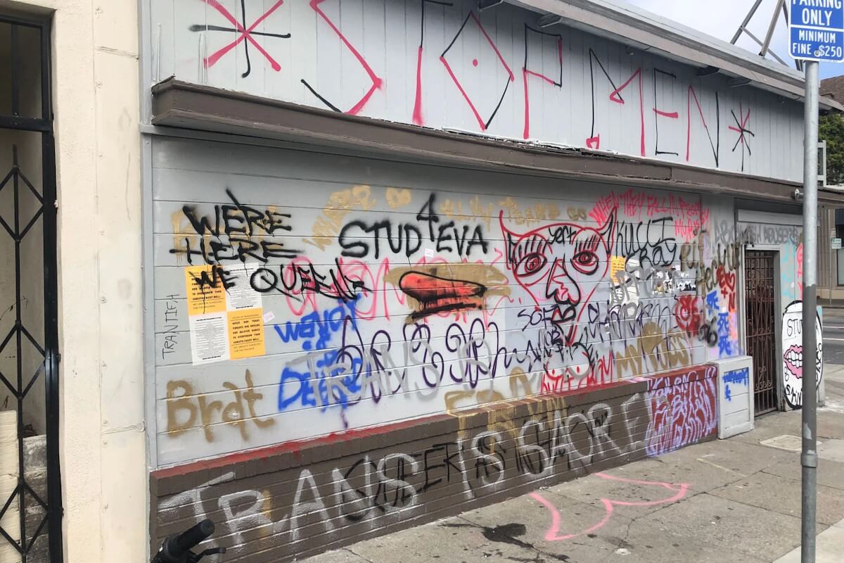 Vandals Graffiti The Stud Building, Four Cars Following Pride Weekend