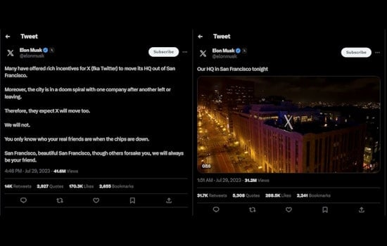 Musk Pledges "X" / Twitter HQ to Stay in San Francisco; Despite SF's Elon Musk Haters, Amidst Corporate Exodus
