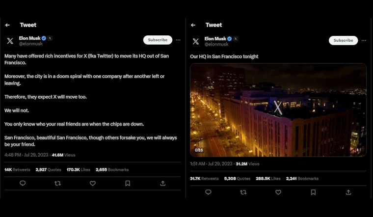 Musk Pledges "X" / Twitter HQ to Stay in San Francisco; Despite SF's Elon Musk Haters, Amidst Corporate Exodus