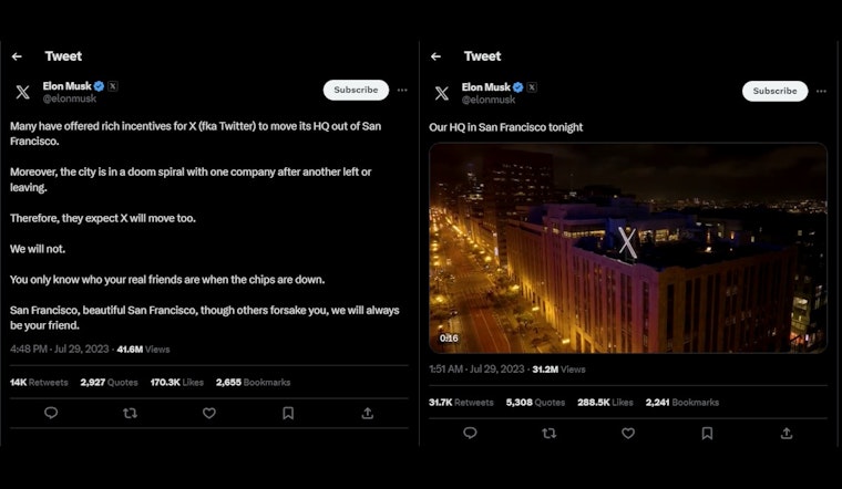 Musk Pledges "X" / Twitter HQ to Stay in San Francisco; Despite SF's Elon Musk Haters, Amidst Corporate Exodus