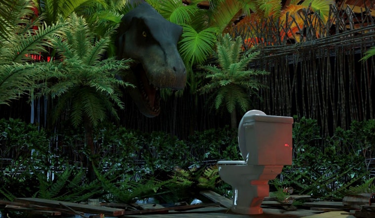 Fan Camp Out at 1am to Visit Jurassic Park Dino-Adventure in East Village, During Comic-Con San Diego
