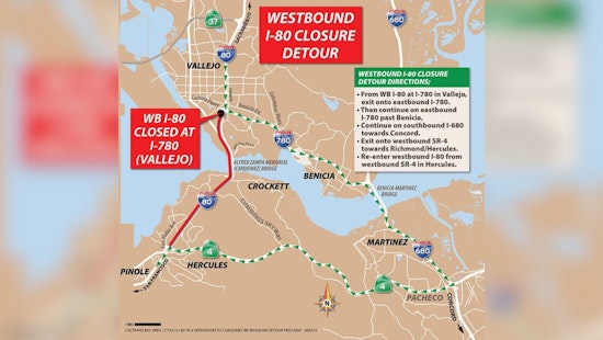 104-Hour Closure of Westbound I-80 During Labor Day Weekend in Contra Costa County 