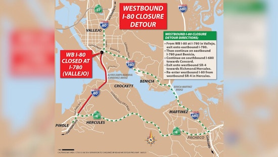 104-Hour Closure of Westbound I-80 During Labor Day Weekend in Contra Costa County