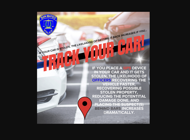 San Mateo PD Suggests GPS Tracking on Cars to Help Curb the Recent Increase in Vehicle Thefts