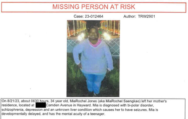 Search for Vulnerable MiaRochel Jones in Hayward, San Leandro, and Oakland