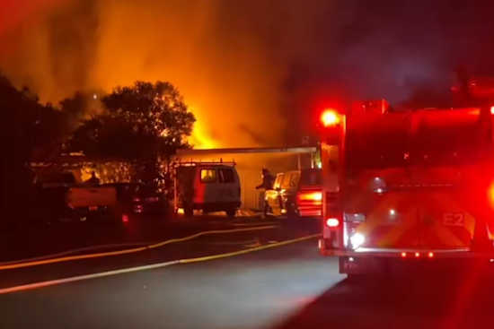 Fire Engulfs Mobile Home in Santa Rosa, Threatens Neighboring Residences