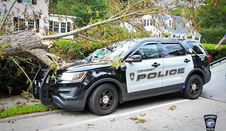 Cohasset Officer Survives as Massive Tree Crushes Police Cruiser