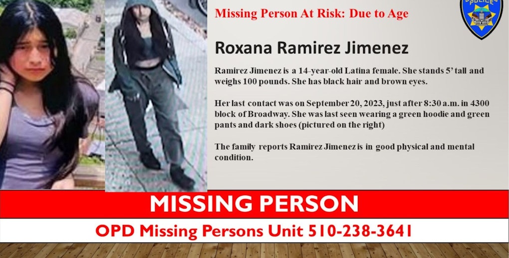 Missing Teen at Risk: Help Oakland Police Locate Roxana Ramirez Jimenez
