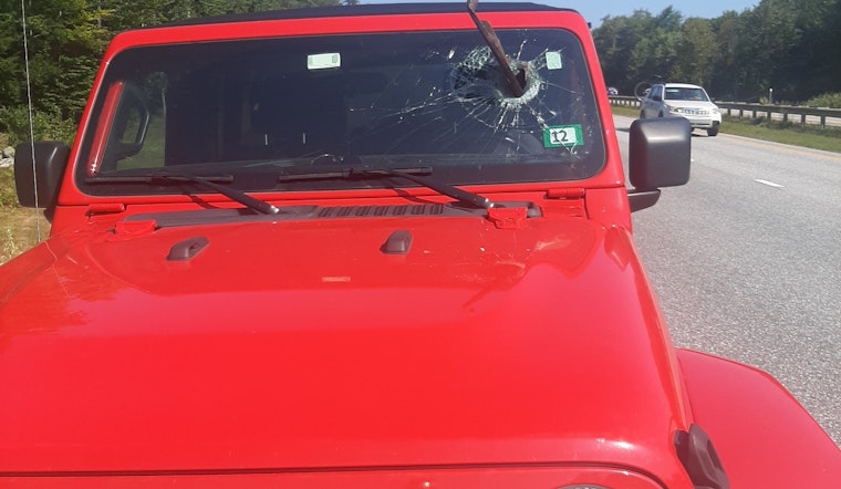 Frightening Near-Miss as Debris Shatters Windshield, Spares New Hampshire Driver on Maine Highway