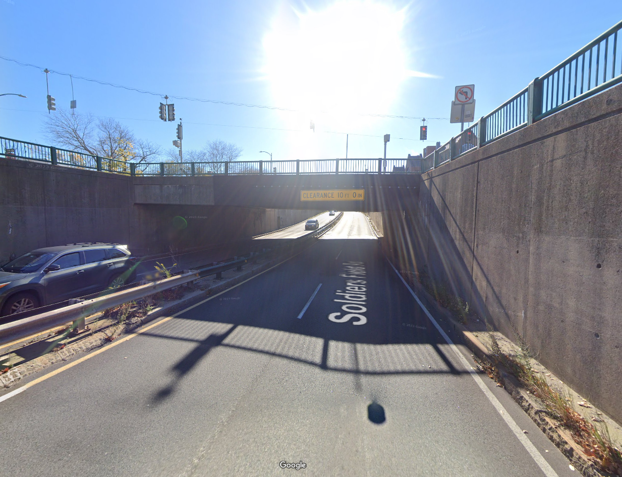 Storrowing strikes again large box truck wedged under bridge in
