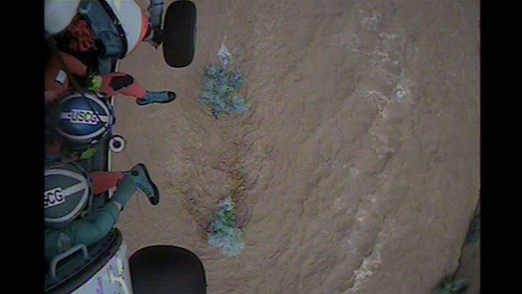 U.S. Coast Guard San Diego Rescue a Semi-truck Driver Stranded in Floodwaters